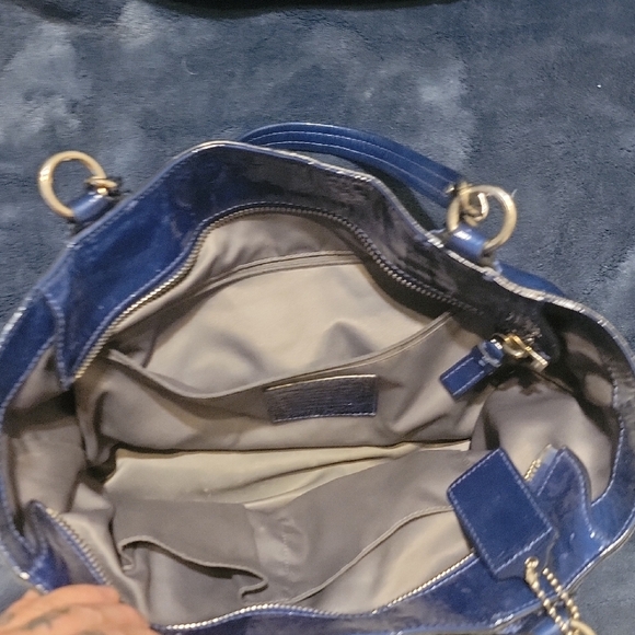 Coach Shiny Blue Leather Shoulder Bag